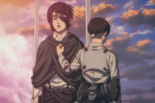 Sasha Braus e Capitão Levi (Reprodução Crunchyroll)